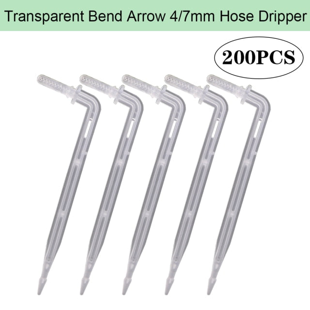 1/4" Hose Drip Irrigation Kit Transparent Bend Arrow Dripper Emitter Sprinkler - KiwisLove