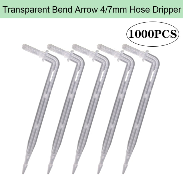 1/4" Hose Drip Irrigation Kit Transparent Bend Arrow Dripper Emitter Sprinkler - KiwisLove