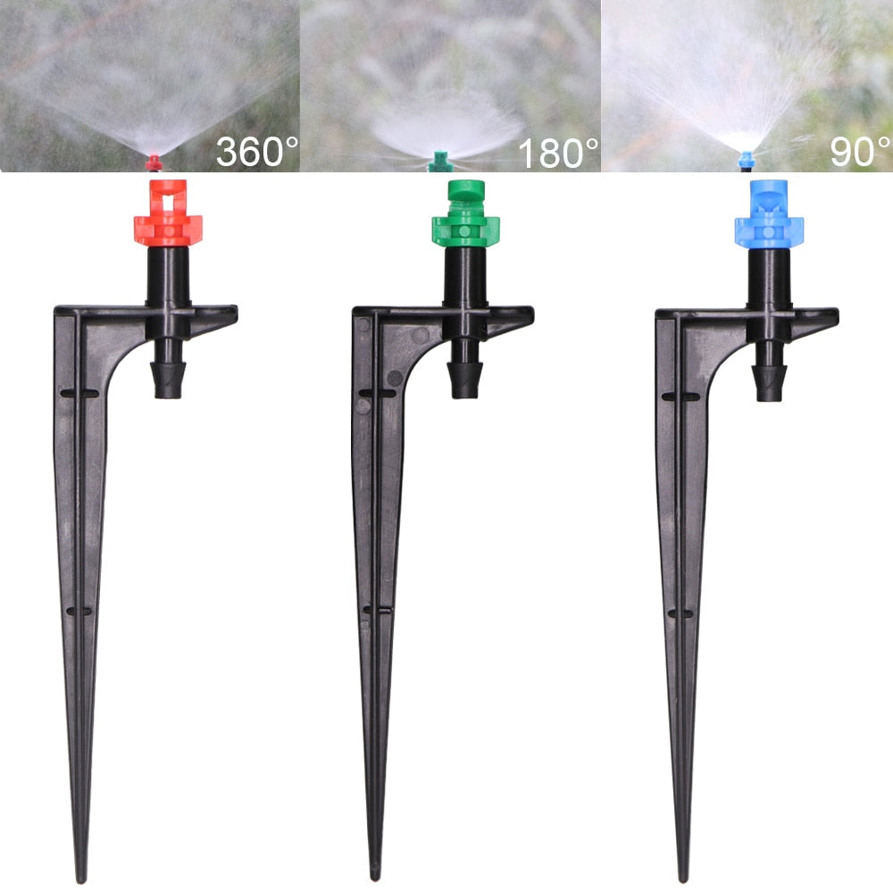 90/180/360 Degree Micro Misting Nozzle 11cm Stake 1/4'' Barb Connector Garden Irrigation Watering Sprinkler Greenhouse - KiwisLove