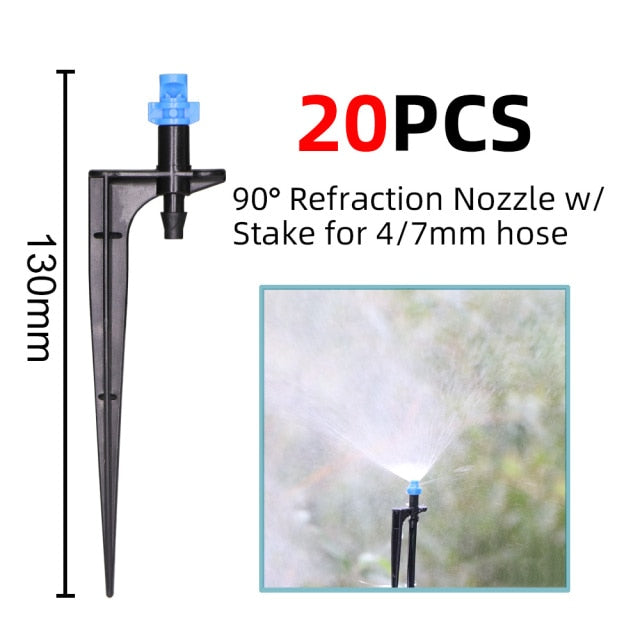90/180/360 Degree Micro Misting Nozzle 11cm Stake 1/4'' Barb Connector Garden Irrigation Watering Sprinkler Greenhouse - KiwisLove