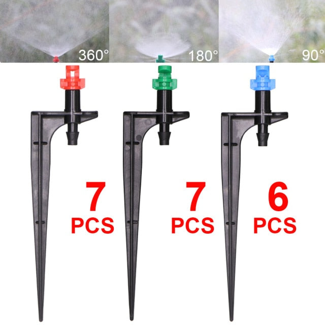 90/180/360 Degree Micro Misting Nozzle 11cm Stake 1/4'' Barb Connector Garden Irrigation Watering Sprinkler Greenhouse - KiwisLove