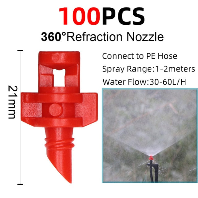 90/180/360 Degree Micro Misting Nozzle 11cm Stake 1/4'' Barb Connector Garden Irrigation Watering Sprinkler Greenhouse - KiwisLove