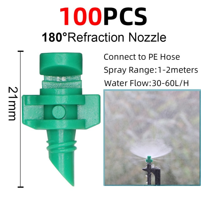 90/180/360 Degree Micro Misting Nozzle 11cm Stake 1/4'' Barb Connector Garden Irrigation Watering Sprinkler Greenhouse - KiwisLove