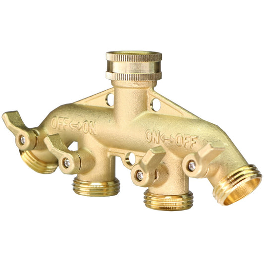 3/4 Inch Solid Brass Garden Hose Adapter 4 Way Tap Connectors Distributor Switch Valve Water Splitters For Watering Irrigation - KiwisLove