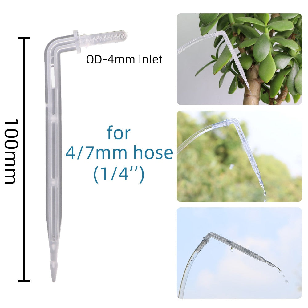 50PCS 4/7mm Transparent Elbow Arrow Drippers Bending 1/4'' Drop Emitter - KiwisLove