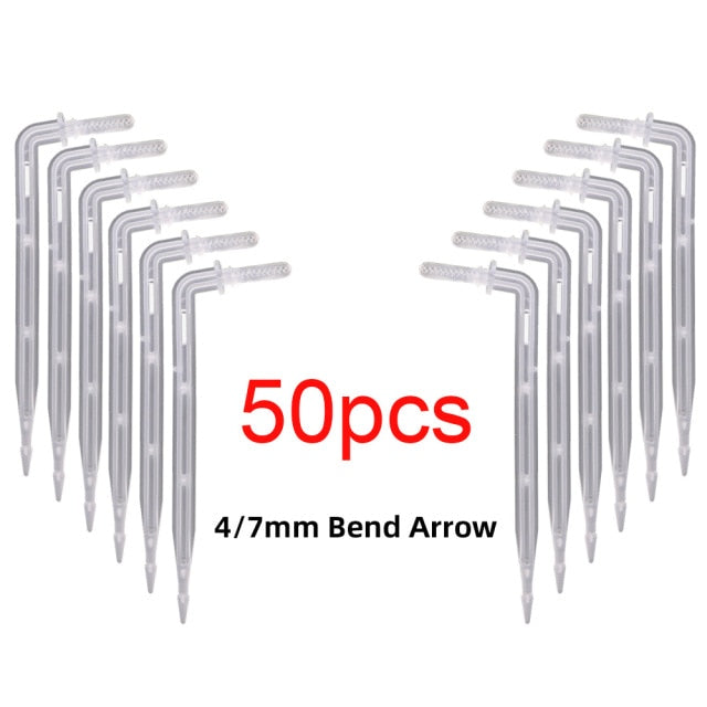 50PCS 4/7mm Transparent Elbow Arrow Drippers Bending 1/4'' Drop Emitter - KiwisLove