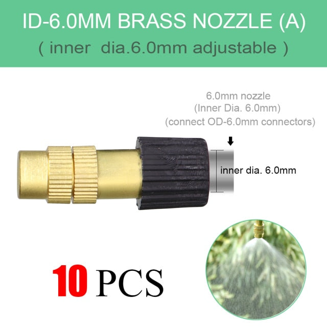 Adjustable Copper Atomizing Nozzle With 1/4" Hose Connector - KiwisLove
