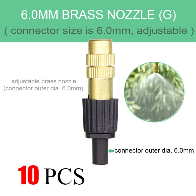 Adjustable Copper Atomizing Nozzle With 1/4" Hose Connector - KiwisLove