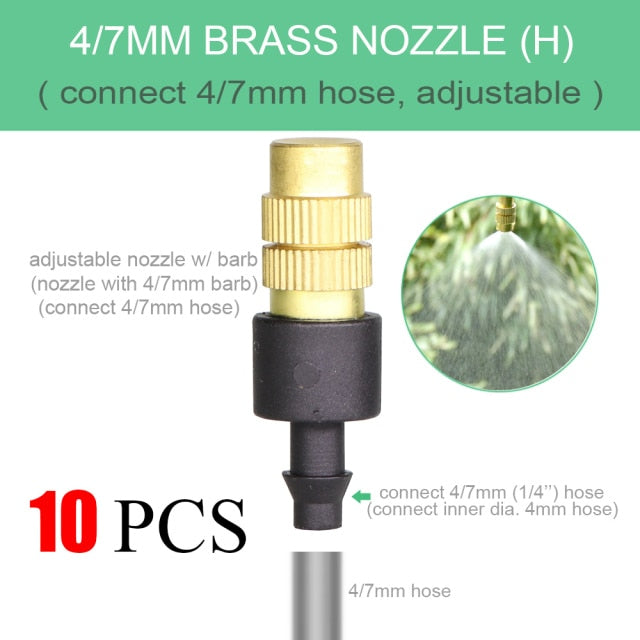 Adjustable Copper Atomizing Nozzle With 1/4" Hose Connector - KiwisLove
