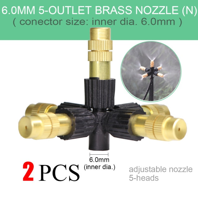 Adjustable Copper Atomizing Nozzle With 1/4" Hose Connector - KiwisLove