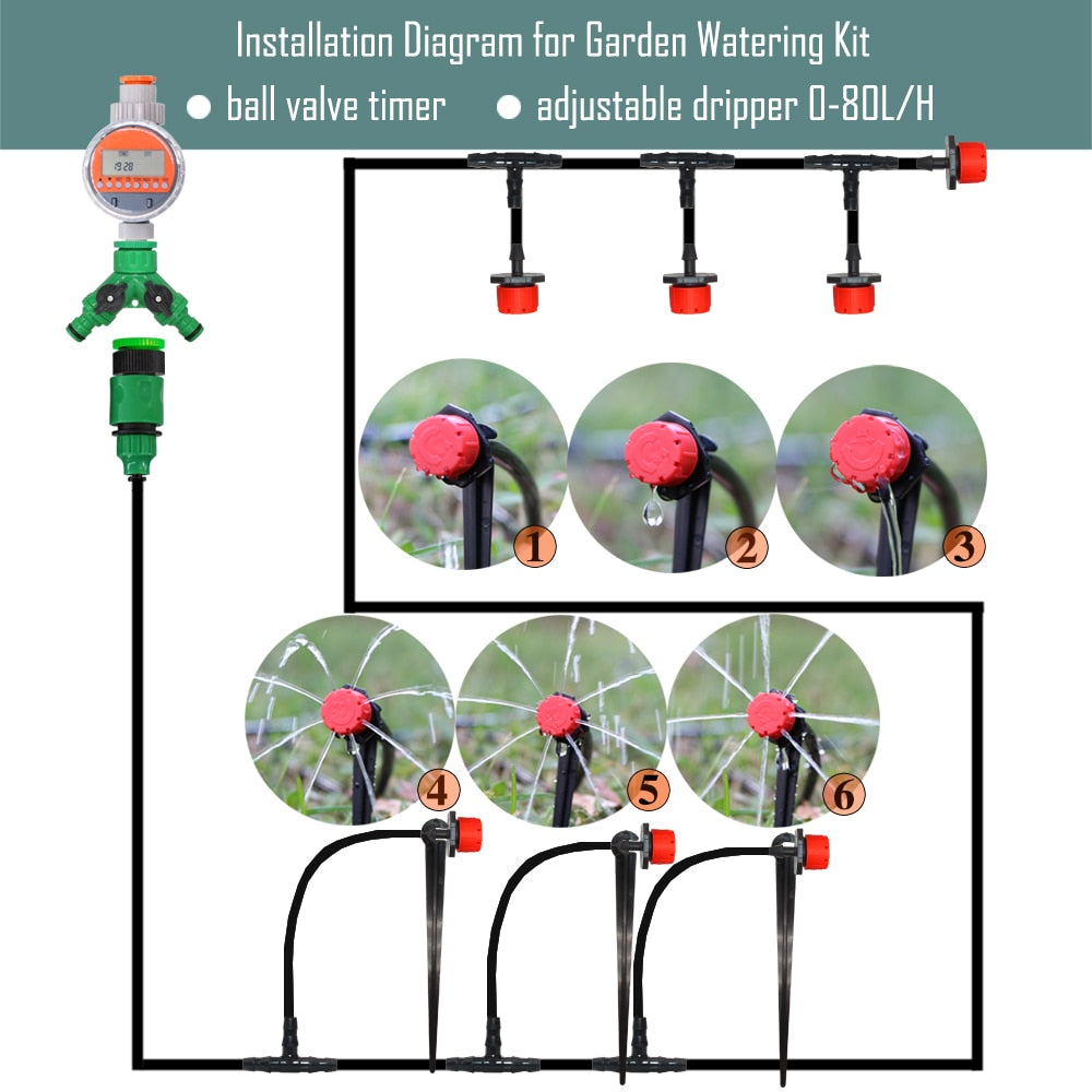 Automatic  Watering Adjustable Drip Irrigation System Timer Controller Kit - KiwisLove