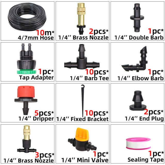 Greenhouse Brass Drip Irrigation Watering Kit System 1/4''Automatic - KiwisLove