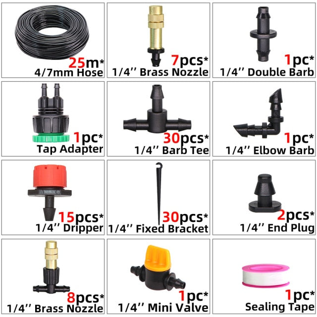 Greenhouse Brass Drip Irrigation Watering Kit System 1/4''Automatic - KiwisLove