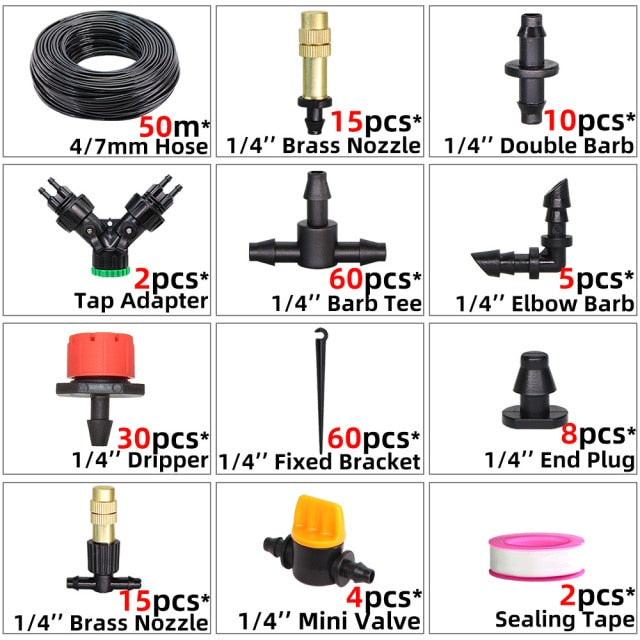 Greenhouse Brass Drip Irrigation Watering Kit System 1/4''Automatic - KiwisLove