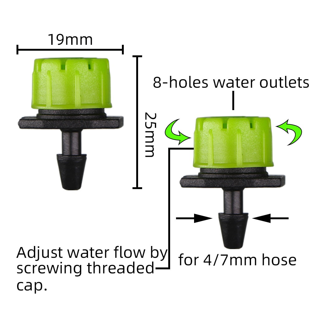 50 set Garden Irriate Adjustable Drippers 4/7MM Barb Tee Connectors Micro - KiwisLove