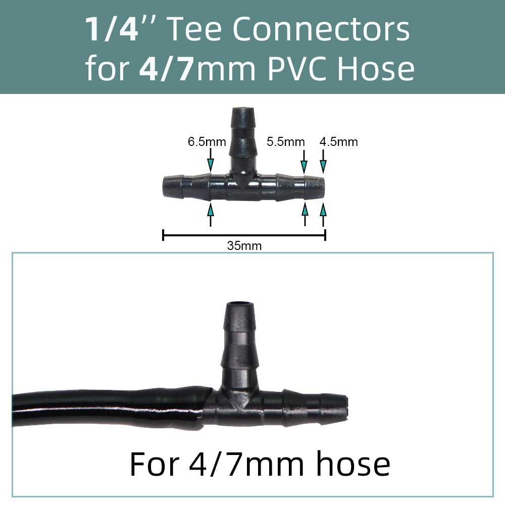 50 set Garden Irriate Adjustable Drippers 4/7MM Barb Tee Connectors Micro - KiwisLove