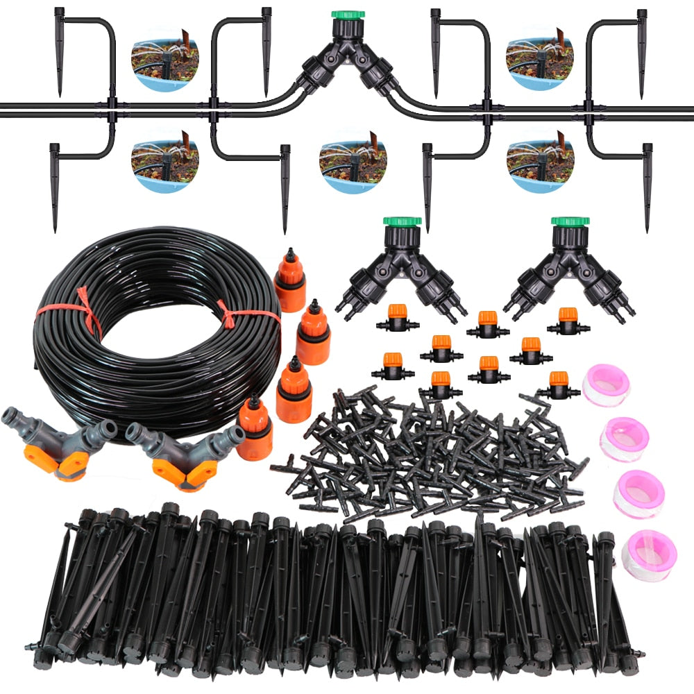 Drip Irrigation System 1/4" Hose 180 Degree Adjustable Sprinkler Kit - KiwisLove