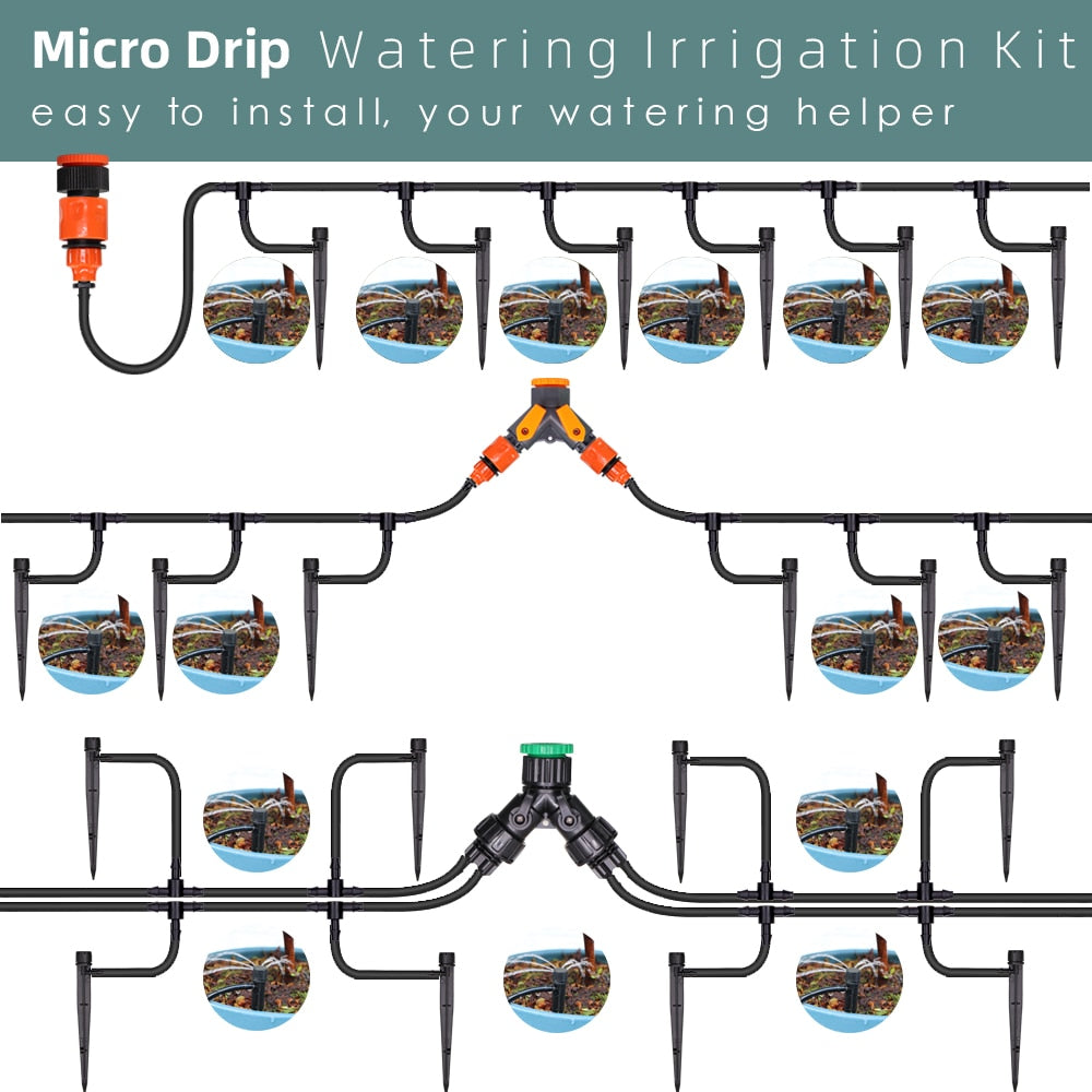 Drip Irrigation System 1/4" Hose 180 Degree Adjustable Sprinkler Kit - KiwisLove