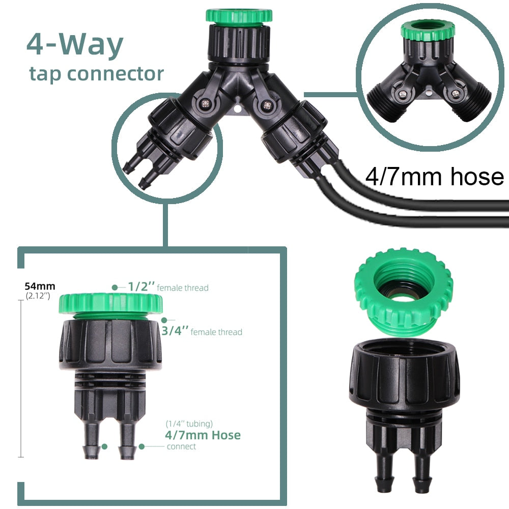Drip Irrigation System 1/4" Hose 180 Degree Adjustable Sprinkler Kit - KiwisLove