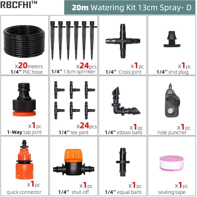 Drip Irrigation System 1/4" Hose 180 Degree Adjustable Sprinkler Kit - KiwisLove