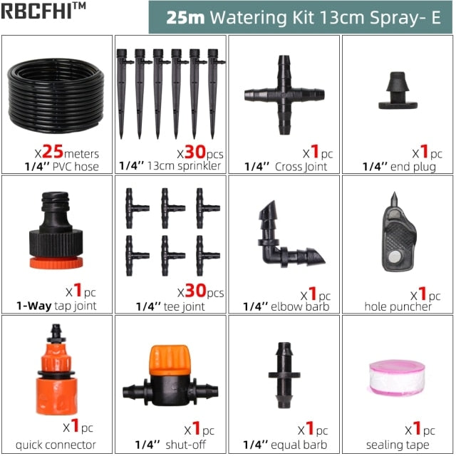 Drip Irrigation System 1/4" Hose 180 Degree Adjustable Sprinkler Kit - KiwisLove