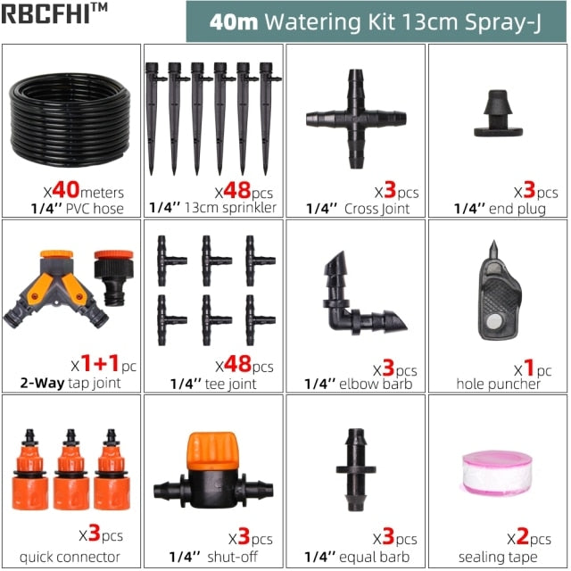Drip Irrigation System 1/4" Hose 180 Degree Adjustable Sprinkler Kit - KiwisLove
