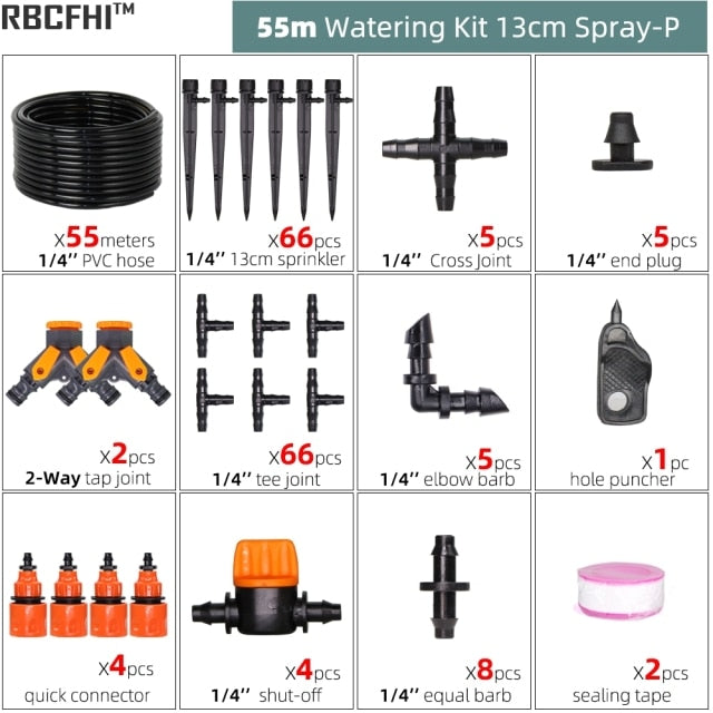 Drip Irrigation System 1/4" Hose 180 Degree Adjustable Sprinkler Kit - KiwisLove