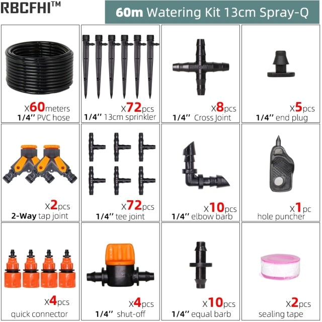 Drip Irrigation System 1/4" Hose 180 Degree Adjustable Sprinkler Kit - KiwisLove