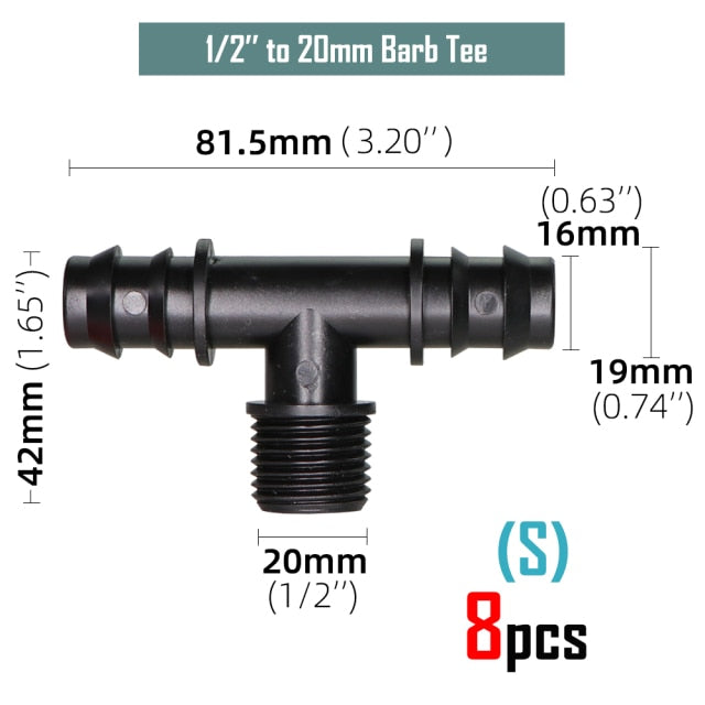 Garden Irrigation Tubing Barbed Connector Fitting Micro Drip Adapter - KiwisLove