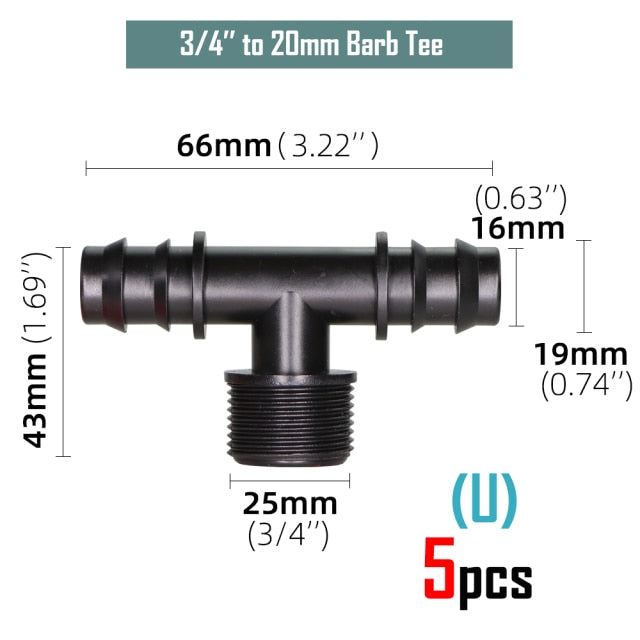 Garden Irrigation Tubing Barbed Connector Fitting Micro Drip Adapter - KiwisLove