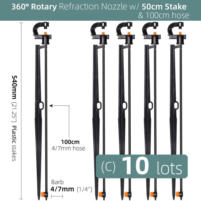 360°  Greenhouse Refraction Micro Nozzle Garden Drip Irrigation Misting - KiwisLove