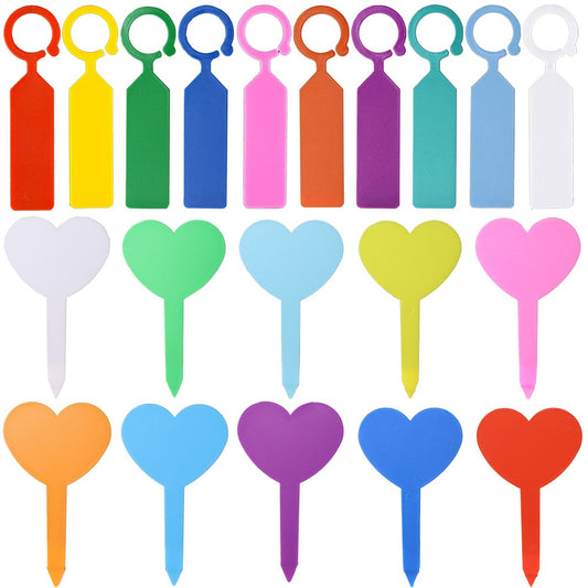 Garden Planting Tag Ring Hook Tree Markers Sign Heart Shape Plastic Waterproof Re-Usable Hanging Label Stakes For Flower Nursery - KiwisLove