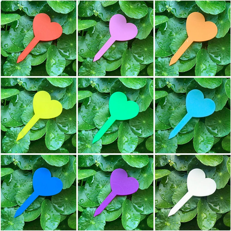 Garden Planting Tag Ring Hook Tree Markers Sign Heart Shape Plastic Waterproof Re-Usable Hanging Label Stakes For Flower Nursery - KiwisLove
