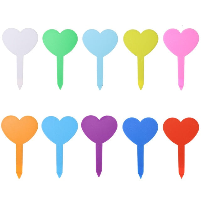Garden Planting Tag Ring Hook Tree Markers Sign Heart Shape Plastic Waterproof Re-Usable Hanging Label Stakes For Flower Nursery - KiwisLove