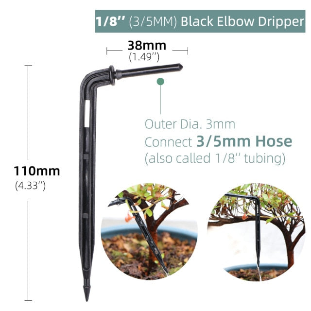 200 pcs Greenhouse Garden Watering Dripper 1/8'' Arrow Elbow Dripping - KiwisLove