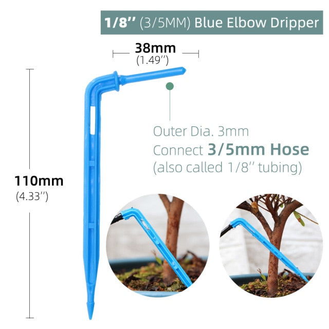 200 pcs Greenhouse Garden Watering Dripper 1/8'' Arrow Elbow Dripping - KiwisLove