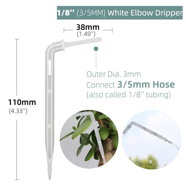 200 pcs Greenhouse Garden Watering Dripper 1/8'' Arrow Elbow Dripping - KiwisLove