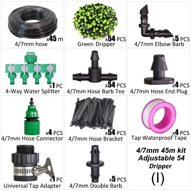 DIY 1/4" Tubing Drip Irrigation Kit Garden Watering Cooling Mist System - KiwisLove