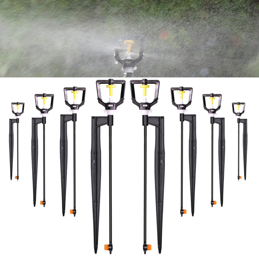360 Degrees Rotating Sprayer Refraction Mist Nozzles with Stakes Connector Gardens lawn Irrigation for 1/4'' Hose Sprinklers - KiwisLove