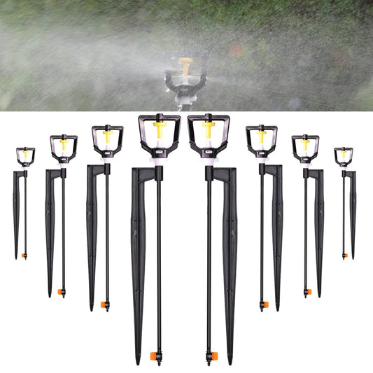 360 Degrees Rotating Sprayer Refraction Mist Nozzles with Stakes Connector Gardens lawn Irrigation for 1/4'' Hose Sprinklers - KiwisLove