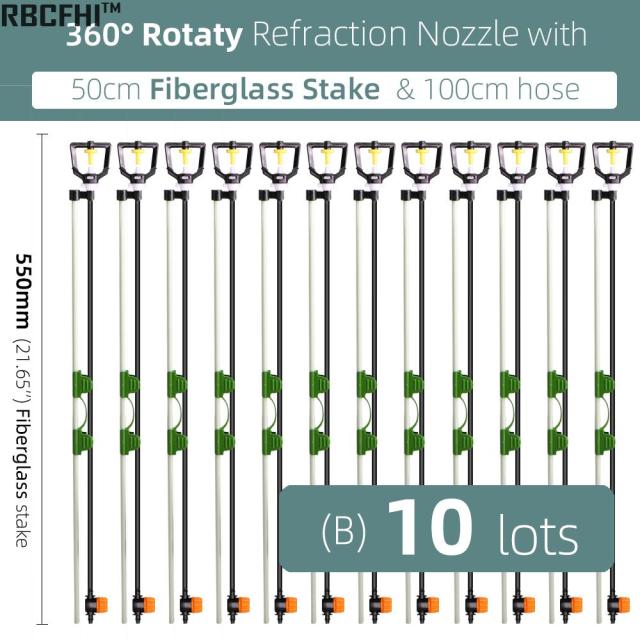 360 Degrees Rotating Sprayer Refraction Mist Nozzles with Stakes Connector Gardens lawn Irrigation for 1/4'' Hose Sprinklers - KiwisLove