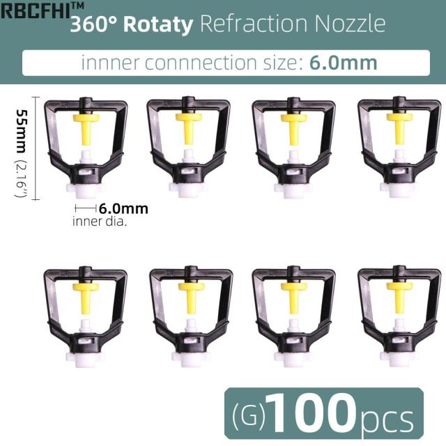 360 Degrees Rotating Sprayer Refraction Mist Nozzles with Stakes Connector Gardens lawn Irrigation for 1/4'' Hose Sprinklers - KiwisLove