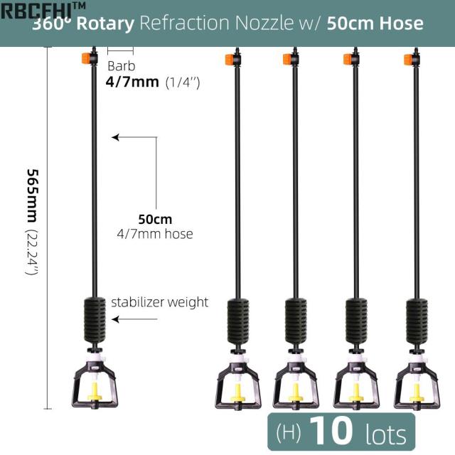 360 Degrees Rotating Sprayer Refraction Mist Nozzles with Stakes Connector Gardens lawn Irrigation for 1/4'' Hose Sprinklers - KiwisLove