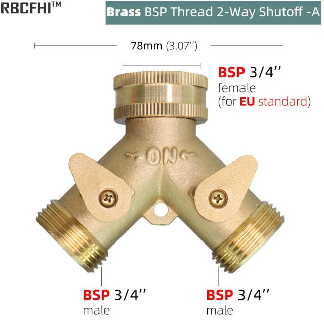 Garden Brass 3/4 Inch Thread Splitter Copper Y Irrigation Valve 5/8" - KiwisLove