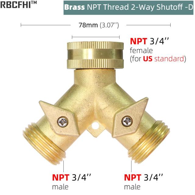 Garden Brass 3/4 Inch Thread Splitter Copper Y Irrigation Valve 5/8" - KiwisLove