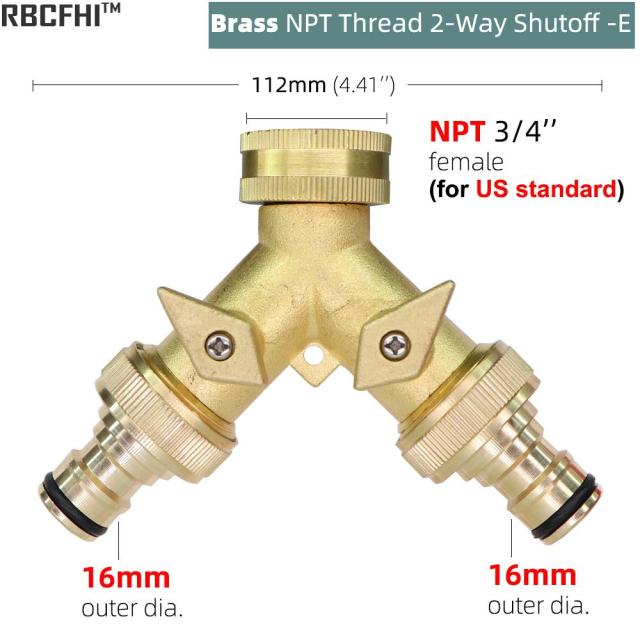 Garden Brass 3/4 Inch Thread Splitter Copper Y Irrigation Valve 5/8" - KiwisLove