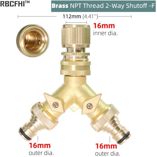 Garden Brass 3/4 Inch Thread Splitter Copper Y Irrigation Valve 5/8" - KiwisLove