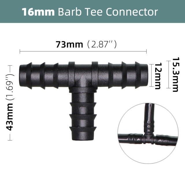 10PCS Garden Irrigation 16mm Barbed Tee Watering Connector - KiwisLove