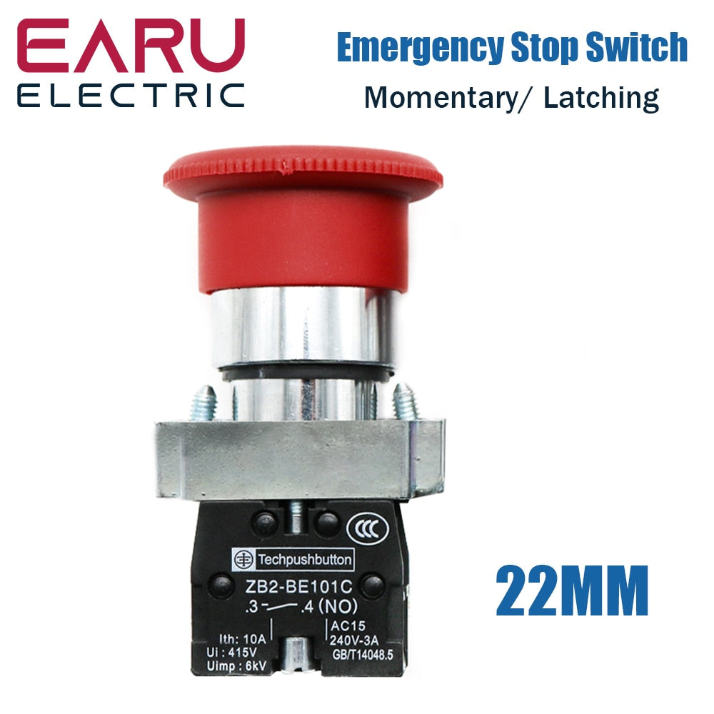 NC NO Momentary latching Mushroom Emergency Stop Push Button Switch - KiwisLove