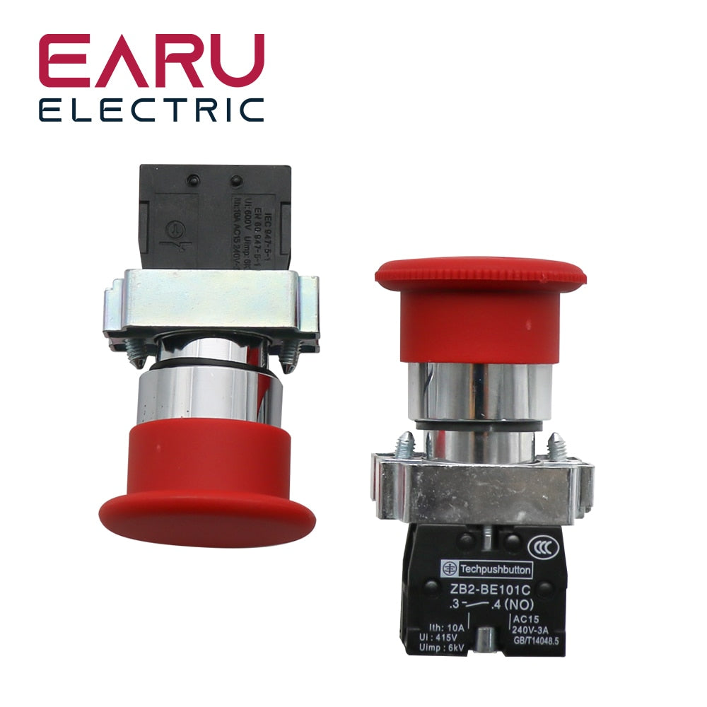 NC NO Momentary latching Mushroom Emergency Stop Push Button Switch - KiwisLove